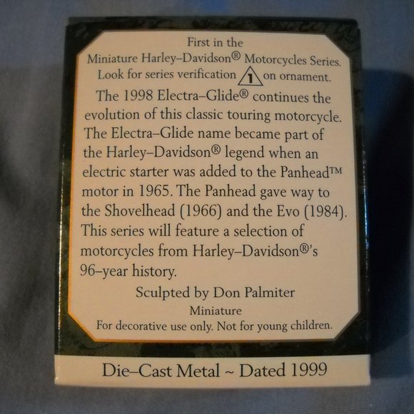 1999 Hallmark Mini Ornament Harley-Davidson - 1998 Electra-Glide Motorcycle #1 - Picture 6 of 6